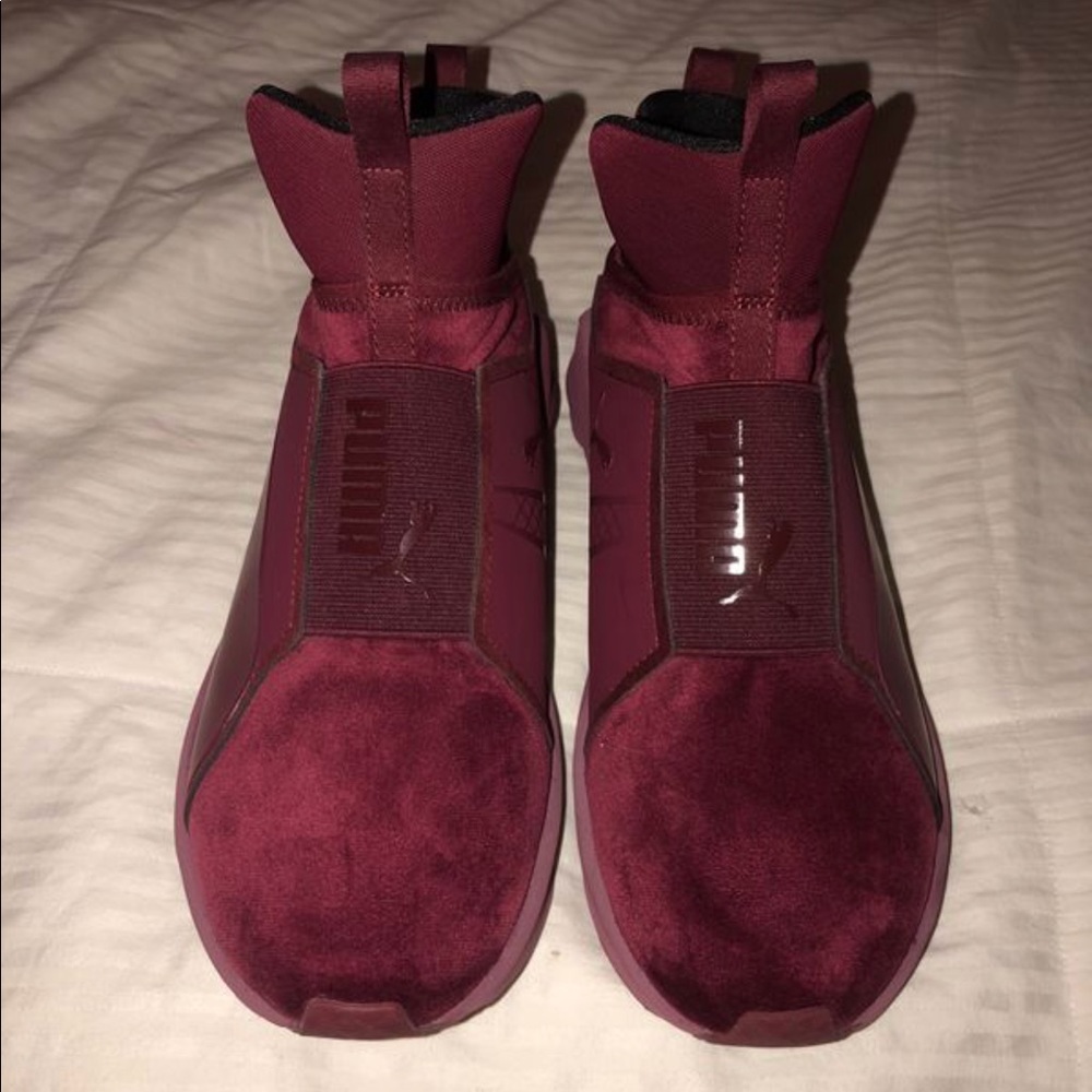 Red velvet puma sneakers